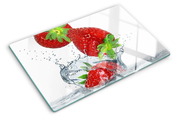 Edzett üveg vágódeszka Eper a vízben