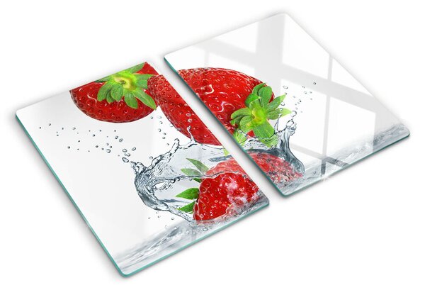 Edzett üveg vágódeszka Eper a vízben
