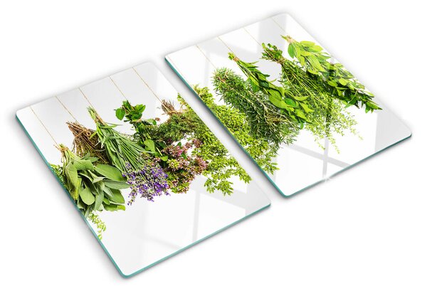 Edzett üveg vágódeszka Zsinóron lógó gyógynövények