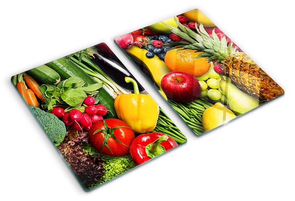 Üveg vágódeszka fényképpel Gyümölcsök és zöldségek
