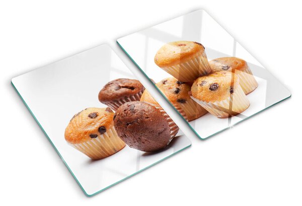 Üveg vágódeszka fényképpel Csokis és vaníliás muffinok