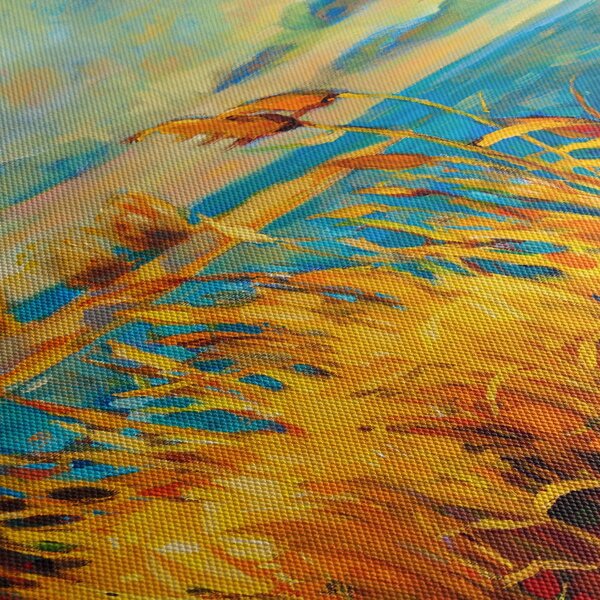 Kép - naplemente a tó felett, akril festmény (90x60 cm)