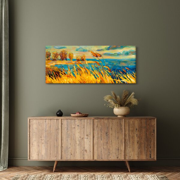 Kép - naplemente a tó felett, akril festmény (120x50 cm)