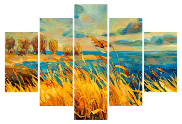 Kép - naplemente a tó felett, akril festmény (150x105 cm)