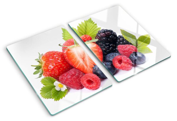Üveg vágódeszka fényképpel Erdei gyümölcsök