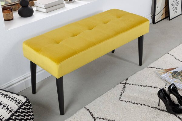 Design ülőpad Bailey 95 cm mustársárga bársony - raktáron