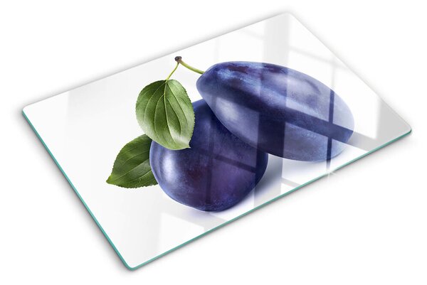 Üveg vágódeszka fényképpel Szilva levelekkel