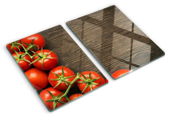 Üveg vágódeszka fényképpel Paradicsom fa háttéren