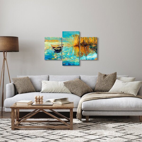 Kép - Tó csónakokkal (90x60 cm)