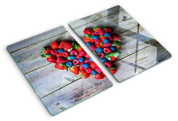 Edzett üveg vágódeszka Erdei gyümölcsök szíve