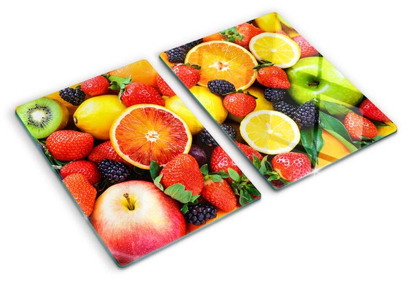 Üveg vágódeszka fényképpel Trópusi gyümölcsök és bogyók
