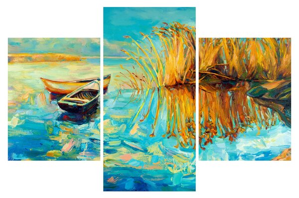 Kép - Tó csónakokkal (90x60 cm)