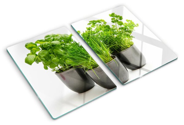 Edzett üveg vágódeszka Cserépben lévő gyógynövények