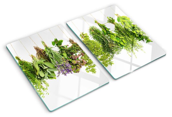 Edzett üveg vágódeszka Fügőcserepekben lévő gyógynövények
