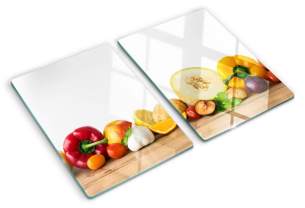Üveg vágódeszka fényképpel Gyümölcs a táblán