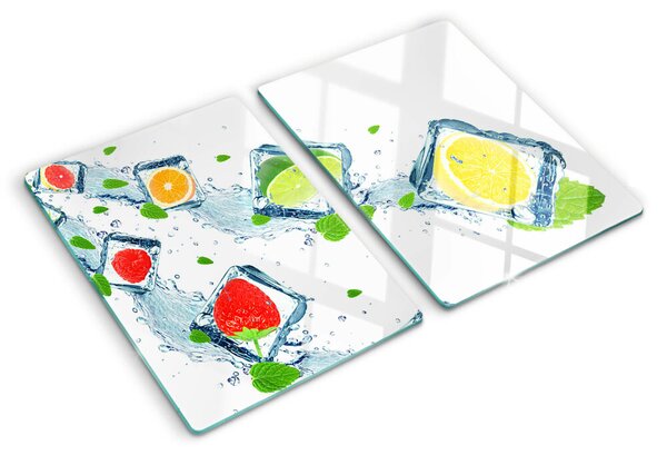 Edzett üveg vágódeszka Gyümölcsmotívum színes szeletekkel