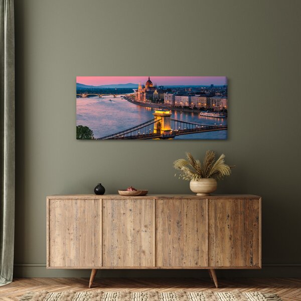 Kép - panoráma a városra, Budapest, Magyarország (120x50 cm)