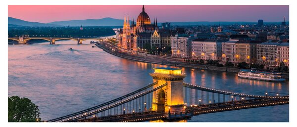 Kép - panoráma a városra, Budapest, Magyarország (120x50 cm)