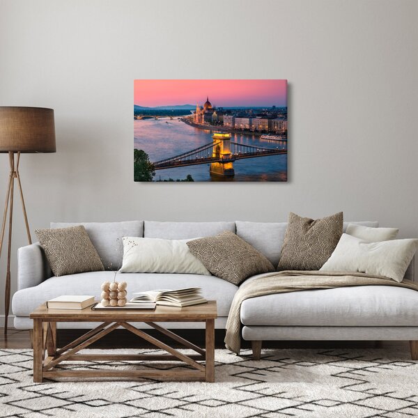 Kép - panoráma a városra, Budapest, Magyarország (90x60 cm)