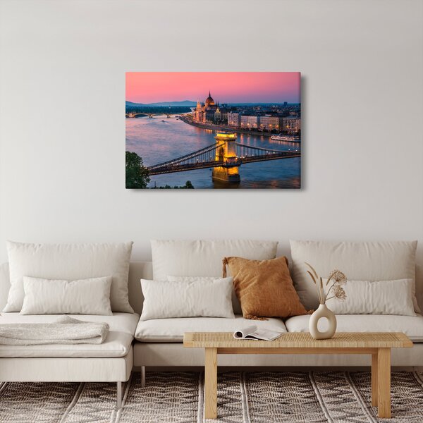 Kép - panoráma a városra, Budapest, Magyarország (90x60 cm)