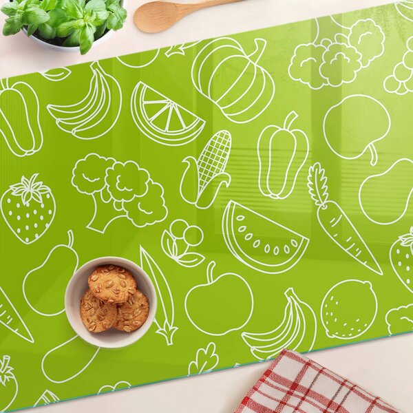 Edzett üveg vágódeszka Gyümölcs- és zöldségtéma