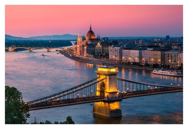 Kép - panoráma a városra, Budapest, Magyarország (90x60 cm)