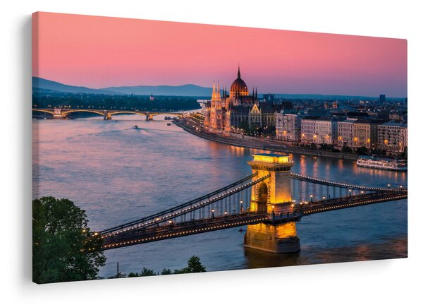 Kép - panoráma a városra, Budapest, Magyarország (90x60 cm)