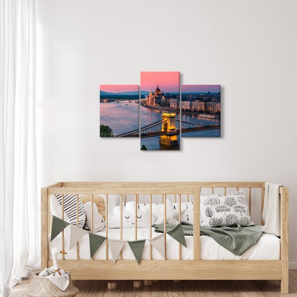 Kép - panoráma a városra, Budapest, Magyarország (90x60 cm)