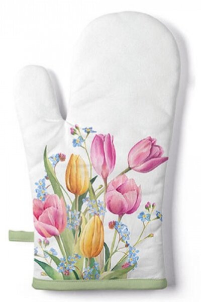 Tulips Bouquet edényfogó kesztyű 18x30cm, 100% pamut
