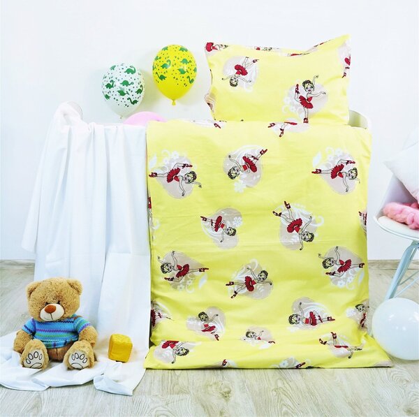 EMI Victoria sárga gyerek ágyneműhuzat: Gyermek készlet 1x (130x90) + 1x (65x45) cm