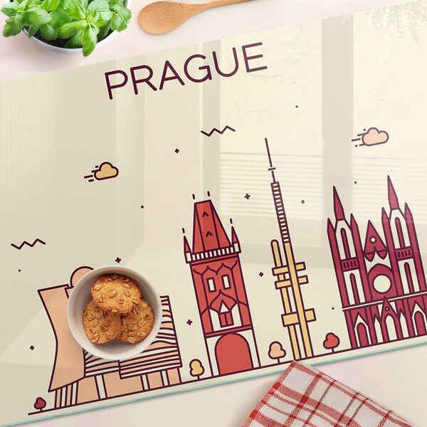 Üveg vágódeszka fényképpel Prága - városkép