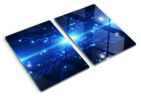 Edzett üveg vágódeszka Technológiai minta kék árnyalatokban
