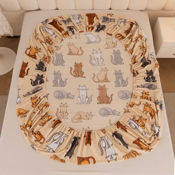 Mikroplüss lepedő COLORED CATS 90x200 cm krémszínű