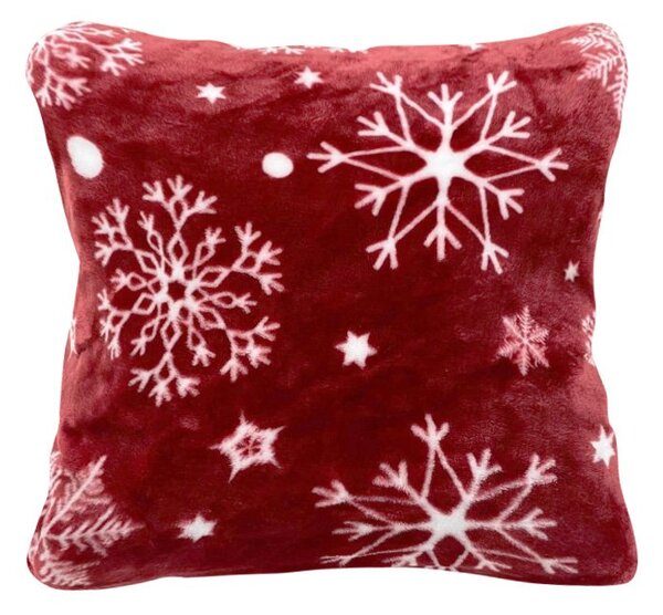 Mikroplüss párnahuzat SNOWFALL 45x45 cm, piros