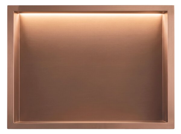 Süllyesztett fürdőszobai polc LED 30x45 brush copper