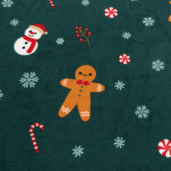 SNOWMAN AND GINGERBREAD 160x200 cm zöld mikroplüss lepedő