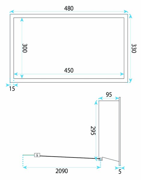 Süllyesztett fürdőszobai polc LED 30x45 brush copper
