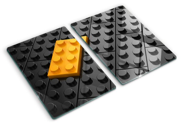Edzett üveg vágódeszka LEGO kockák fekete háttéren