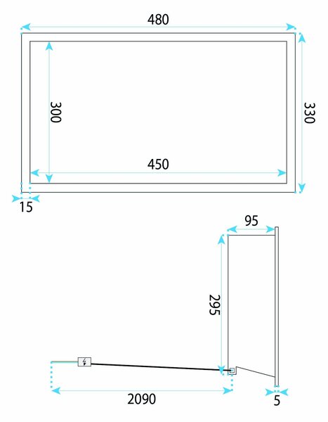 Süllyesztett fürdőszobai polc LED 30x45 Titan