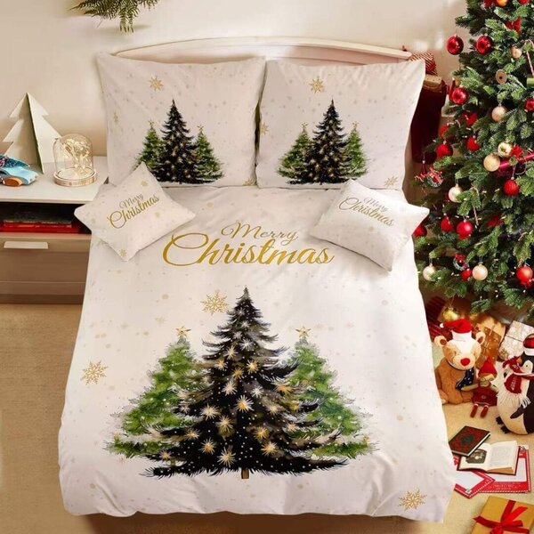 3 részes ágyneműhuzat Polycotton Christmas gold 200x140cm+90x70cm TiaHome