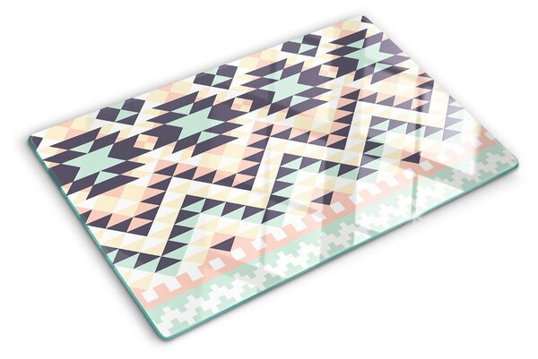 Üveg vágódeszka fényképpel Geometrikus motívum pasztell színekben