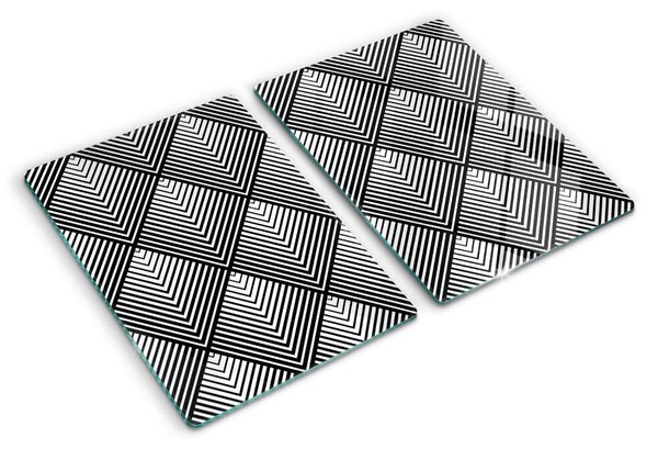 Edzett üveg vágódeszka Geometria fekete-fehérben