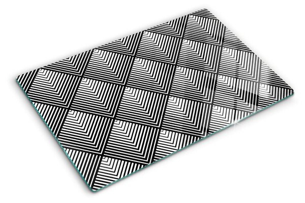 Edzett üveg vágódeszka Geometria fekete-fehérben