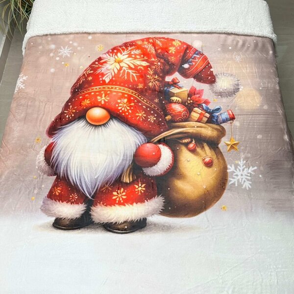 Karácsonyi takaró mikroplüss bárányból, manópiros150x200cm TiaHome