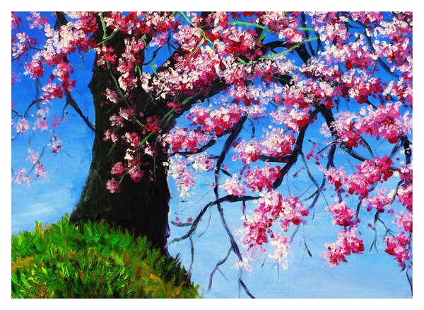 Kép festett cseresznyevirágok (70x50 cm)