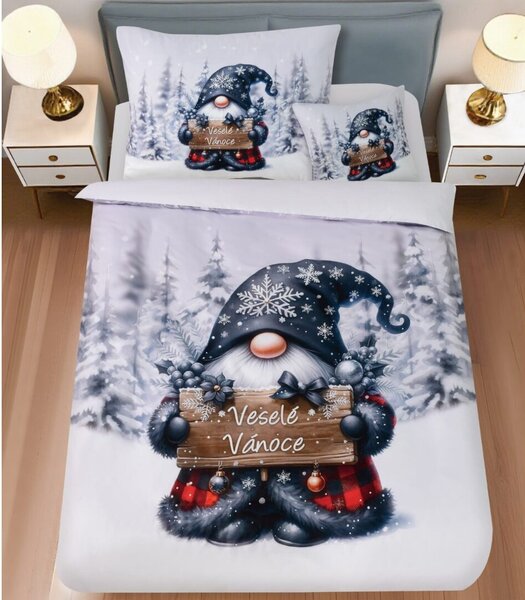 3 részes ágyneműgarnitúra Polycotton Gnome fekete 200x140cm+90x70cm TiaHome