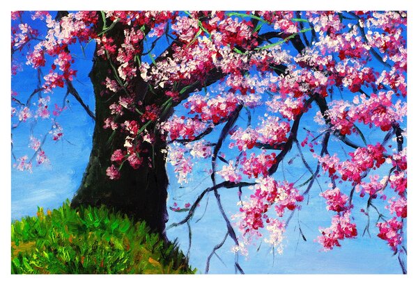 Kép festett cseresznyevirágok (90x60 cm)