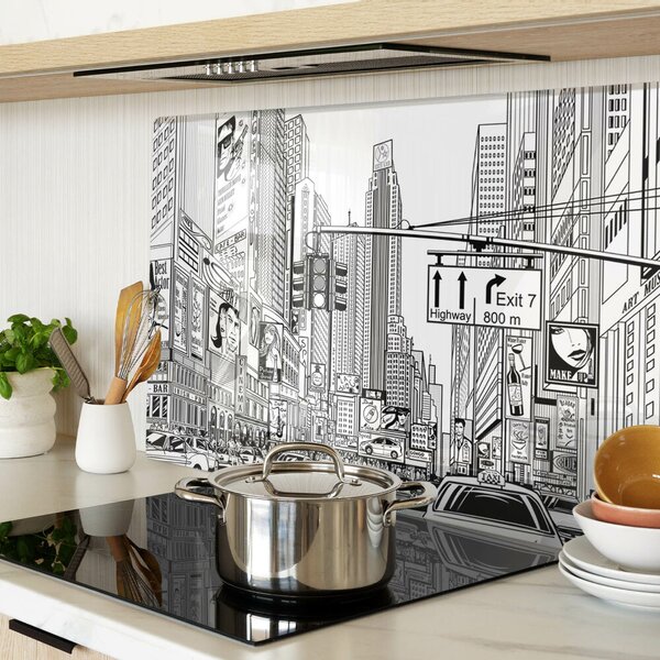 Üveg vágódeszka fényképpel New York képregény stílusban