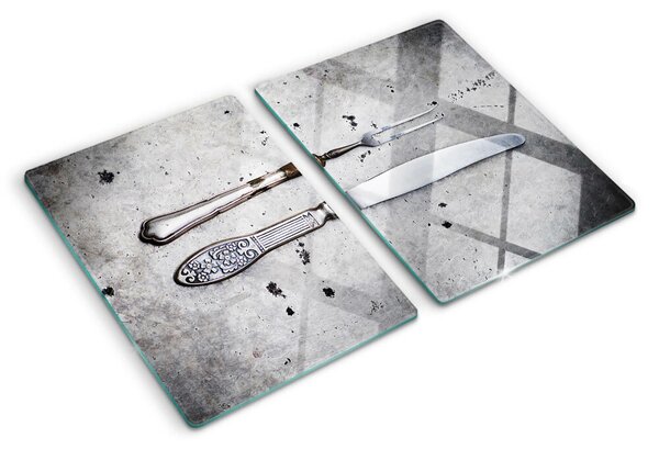 Üveg vágódeszka fényképpel Evőeszközök beton alapon