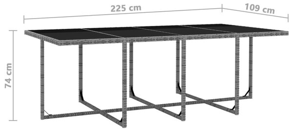 13 részes antracitszürke polyrattan étkezőgarnitúra párnákkal